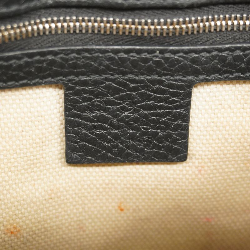 Gucci Shoulder Bag Soho Interlocking G 5363224 Leather Black Chien Pan Gold