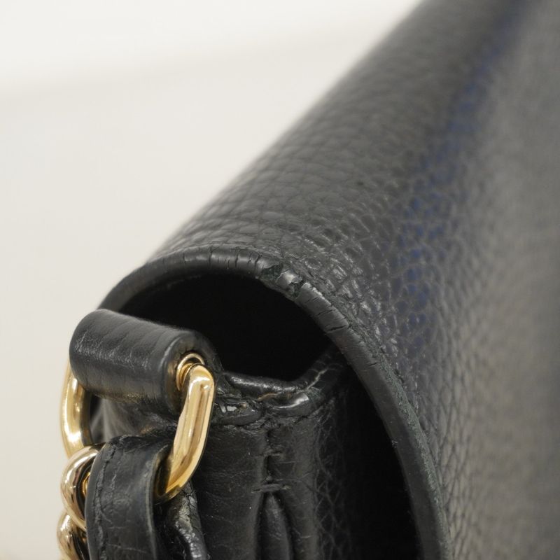 Gucci Shoulder Bag Soho Interlocking G 5363224 Leather Black Chien Pan Gold