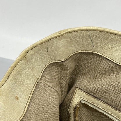 Gucci Handbag Bamboo Horsebit 154375 Leather Ivory Chien Pan Gold Hardware Women