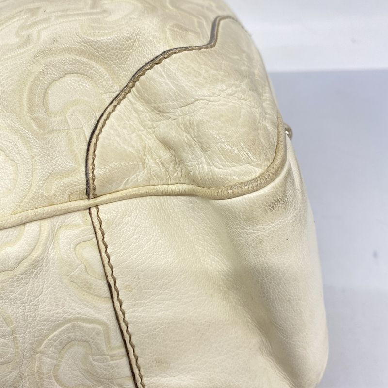 Gucci Handbag Bamboo Horsebit 154375 Leather Ivory Chien Pan Gold Hardware Women