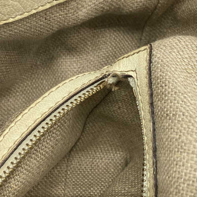 Gucci Handbag Bamboo Horsebit 154375 Leather Ivory Chien Pan Gold Hardware Women