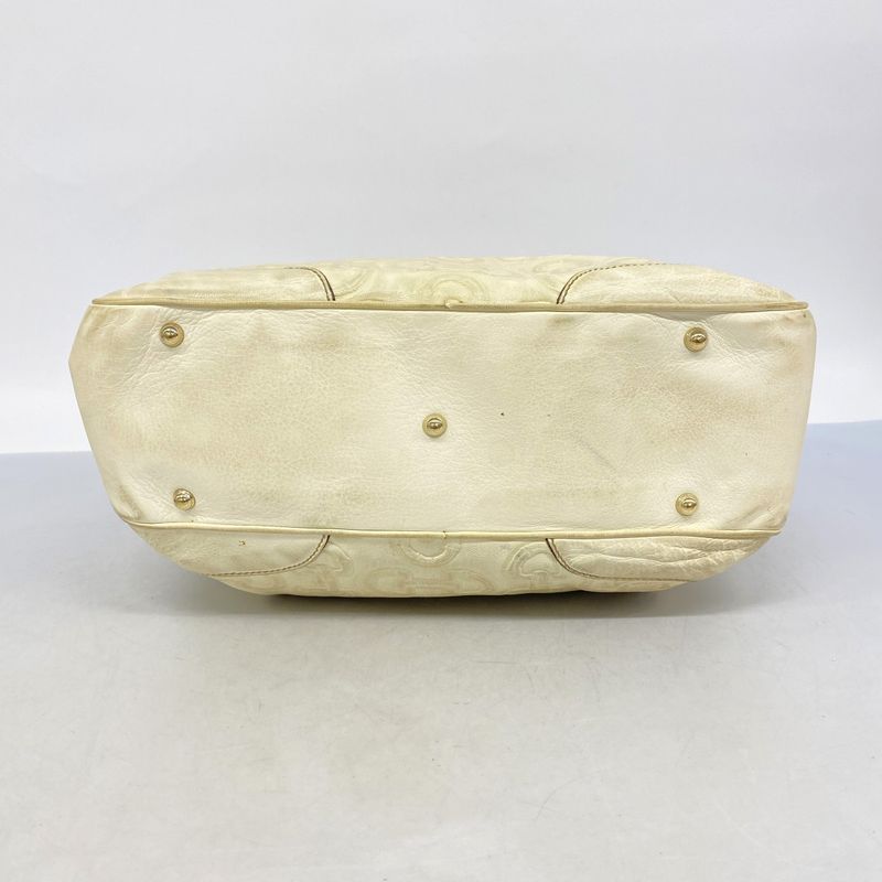 Gucci Handbag Bamboo Horsebit 154375 Leather Ivory Chien Pan Gold Hardware Women