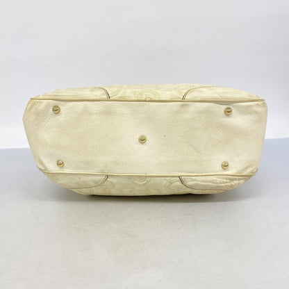 Gucci Handbag Bamboo Horsebit 154375 Leather Ivory Chien Pan Gold Hardware Women