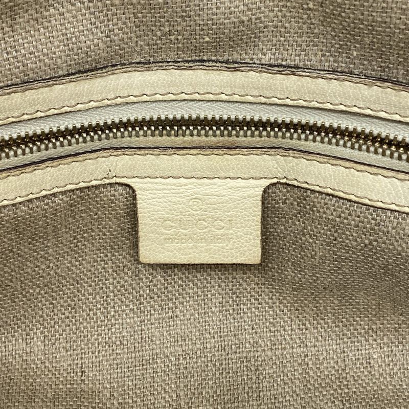 Gucci Handbag Bamboo Horsebit 154375 Leather Ivory Chien Pan Gold Hardware Women