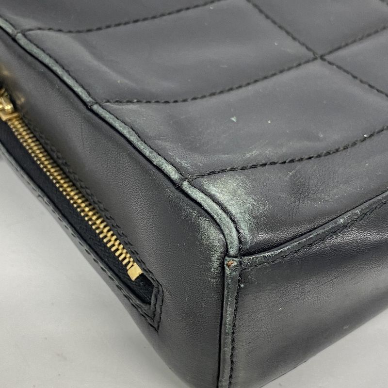 Chanel Shoulder Bag Choco Bar Lambskin Black Gold Hardware Women