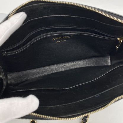 Chanel Shoulder Bag Choco Bar Lambskin Black Gold Hardware Women