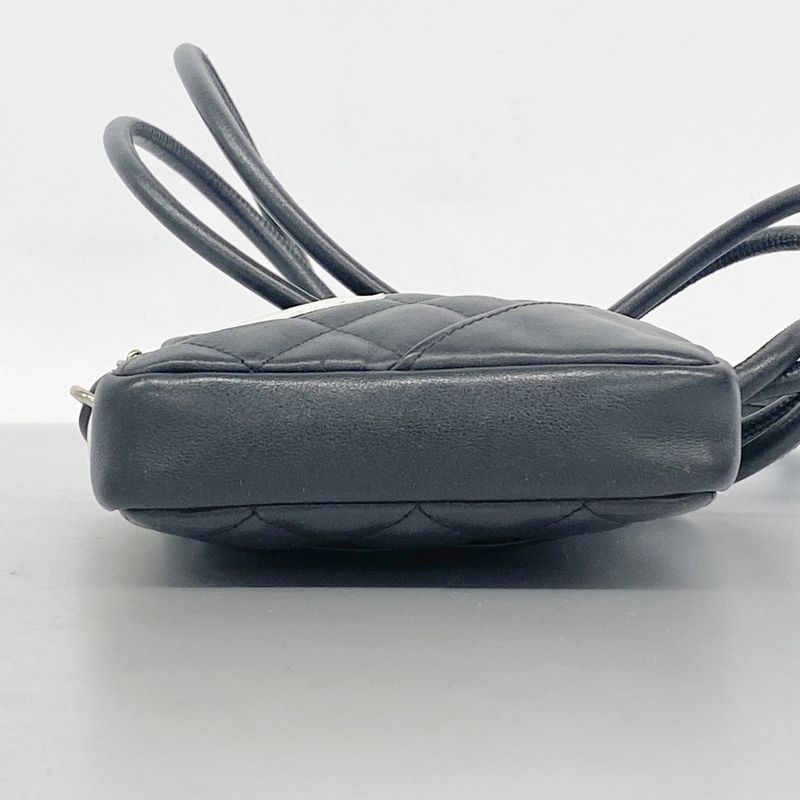 Chanel Shoulder Bag Cambon Lambskin Black White Silver Hardware Women