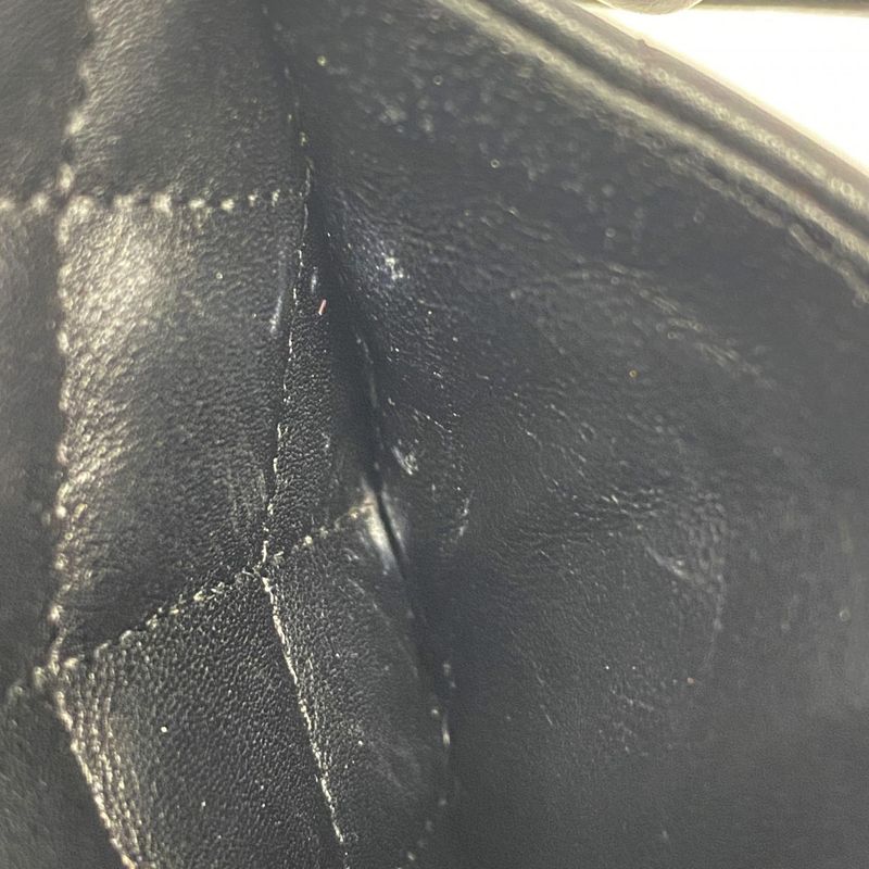 Chanel Shoulder Bag Cambon Lambskin Black White Silver Hardware Women