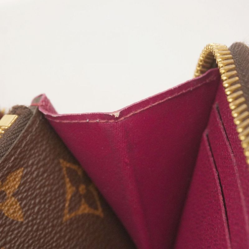 Louis Vuitton Long Wallet Monogram Portefeuille Cles Mance M60742 Brown Fuchsia