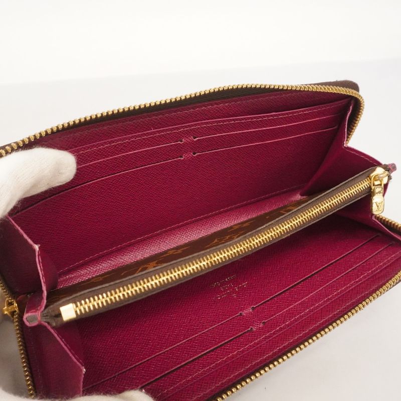 Louis Vuitton Long Wallet Monogram Portefeuille Cles Mance M60742 Brown Fuchsia