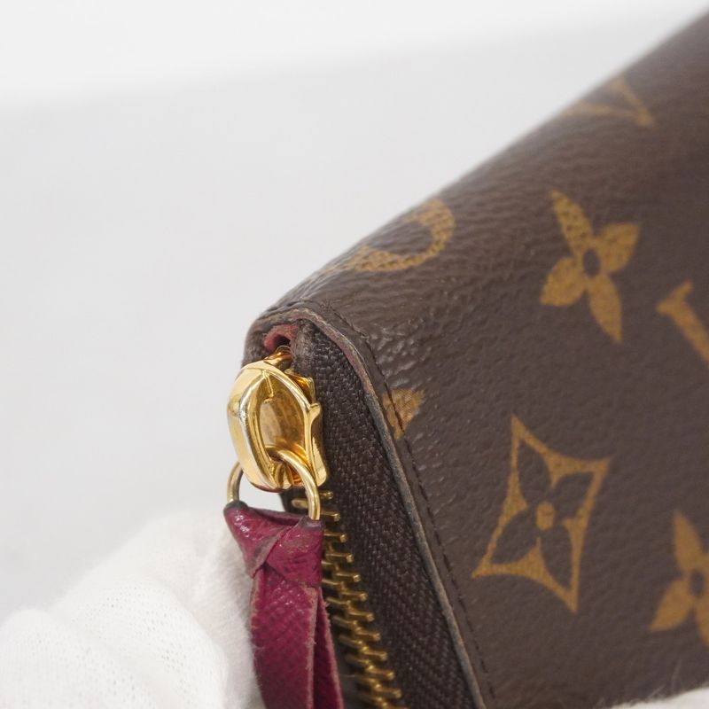 Louis Vuitton Long Wallet Monogram Portefeuille Cles Mance M60742 Brown Fuchsia