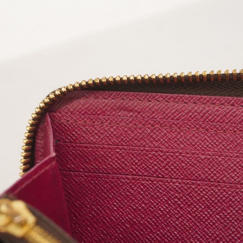 Louis Vuitton Long Wallet Monogram Portefeuille Cles Mance M60742 Brown Fuchsia