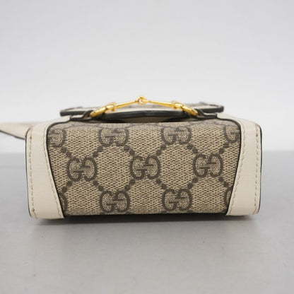 Gucci Shoulder Bag GG Supreme Horsebit 625615 PVC Leather Brown White Gold