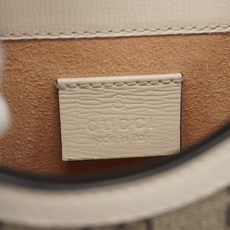 Gucci Shoulder Bag GG Supreme Horsebit 625615 PVC Leather Brown White Gold