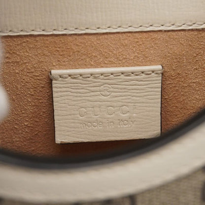 Gucci Shoulder Bag GG Supreme Horsebit 625615 PVC Leather Brown White Gold