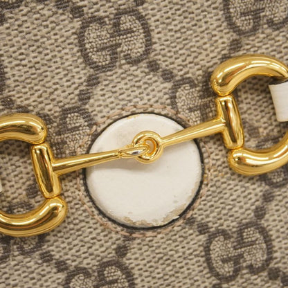 Gucci Shoulder Bag GG Supreme Horsebit 625615 PVC Leather Brown White Gold