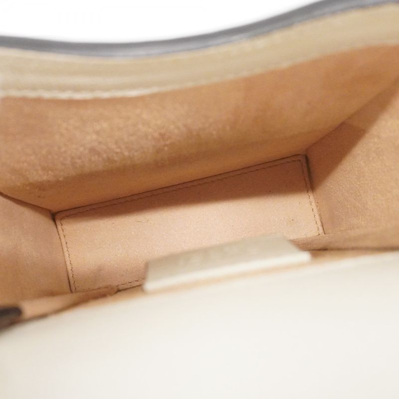 Gucci Shoulder Bag GG Supreme Horsebit 625615 PVC Leather Brown White Gold