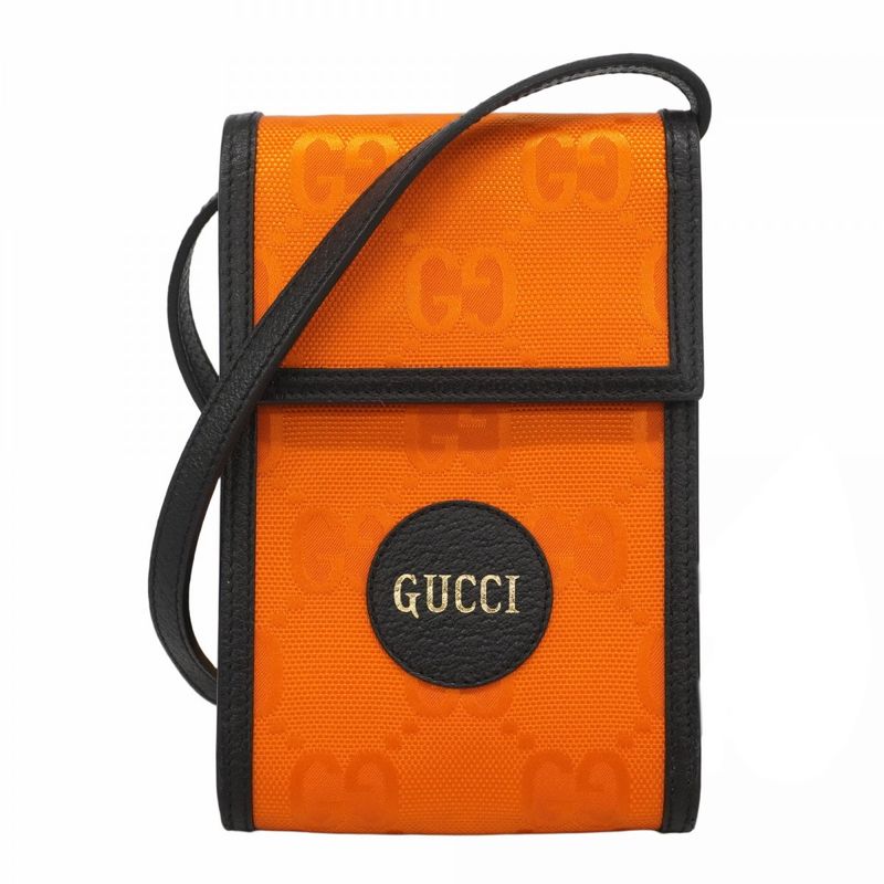 Gucci Shoulder Bag Jumbo GG 625599 Canvas Orange Black Silver Hardware Men