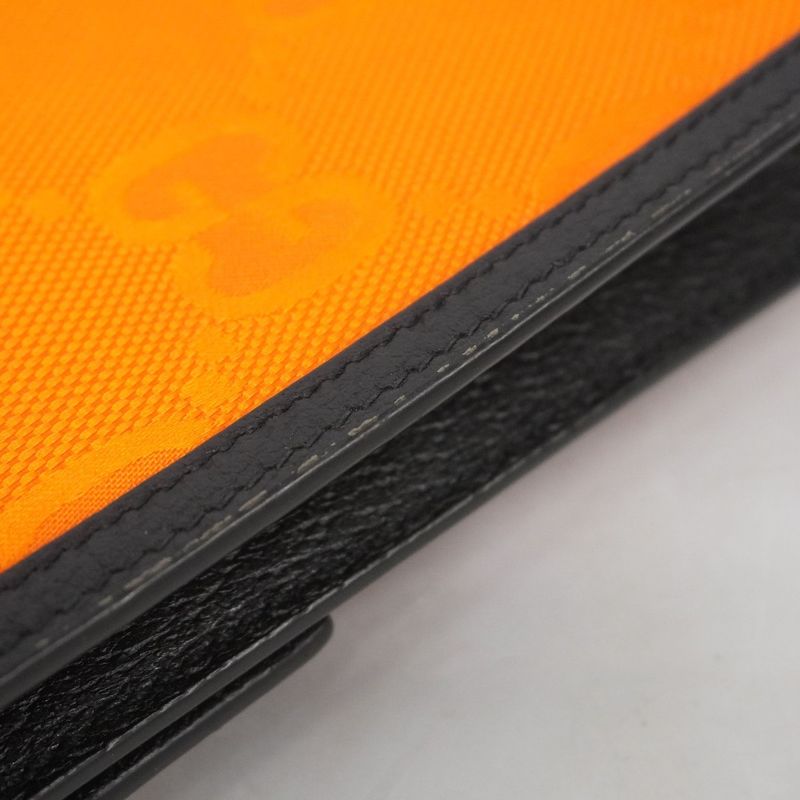 Gucci Shoulder Bag Jumbo GG 625599 Canvas Orange Black Silver Hardware Men