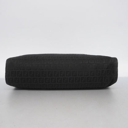 Fendi Handbag Zucchino Nylon Canvas Black Silver Hardware Women