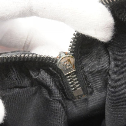 Fendi Handbag Zucchino Nylon Canvas Black Silver Hardware Women