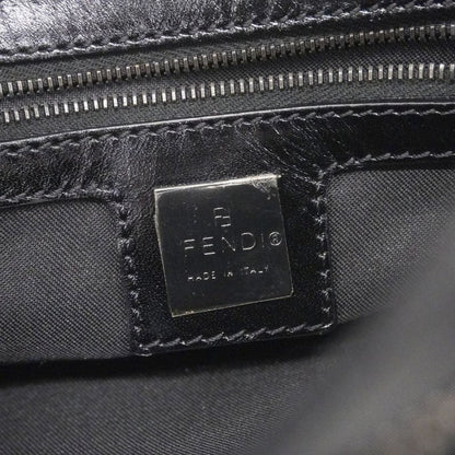 Fendi Handbag Zucchino Nylon Canvas Black Silver Hardware Women