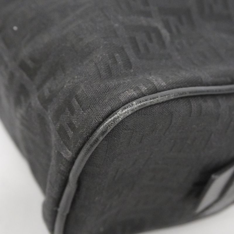 Fendi Handbag Zucchino Nylon Canvas Black Silver Hardware Women