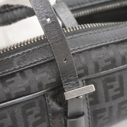 Fendi Handbag Zucchino Nylon Canvas Black Silver Hardware Women