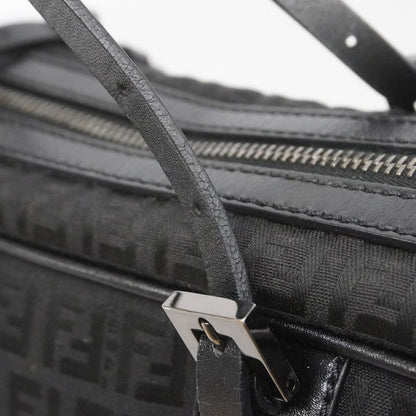 Fendi Handbag Zucchino Nylon Canvas Black Silver Hardware Women