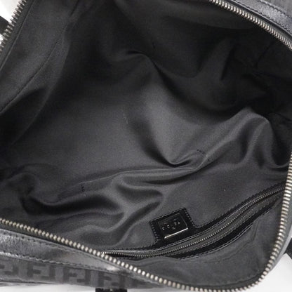 Fendi Handbag Zucchino Nylon Canvas Black Silver Hardware Women