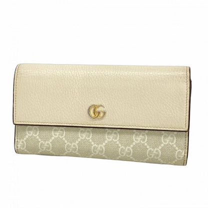Gucci Long Wallet GG Marmont/gg Supreme 456116 PVC Beige Gold Hardware Women