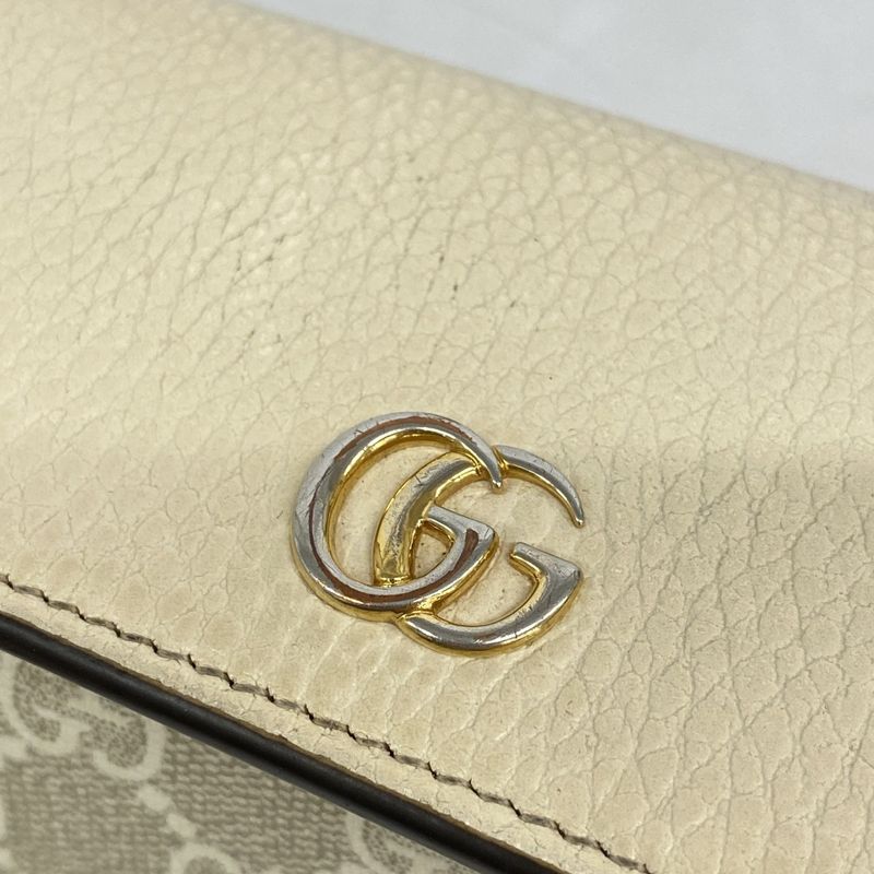 Gucci Long Wallet GG Marmont/gg Supreme 456116 PVC Beige Gold Hardware Women