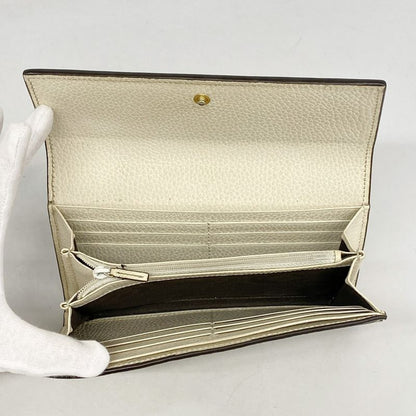 Gucci Long Wallet GG Marmont/gg Supreme 456116 PVC Beige Gold Hardware Women
