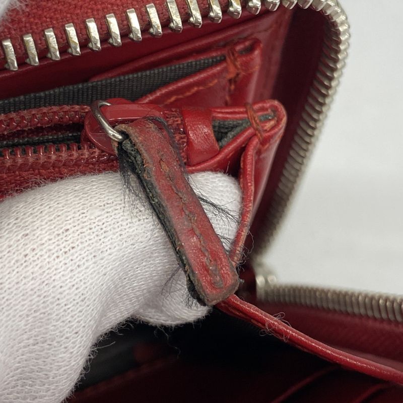 Guccissima 408831 Leather Red Silver Hardware Women Long Wallet