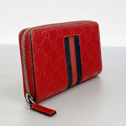 Guccissima 408831 Leather Red Silver Hardware Women Long Wallet