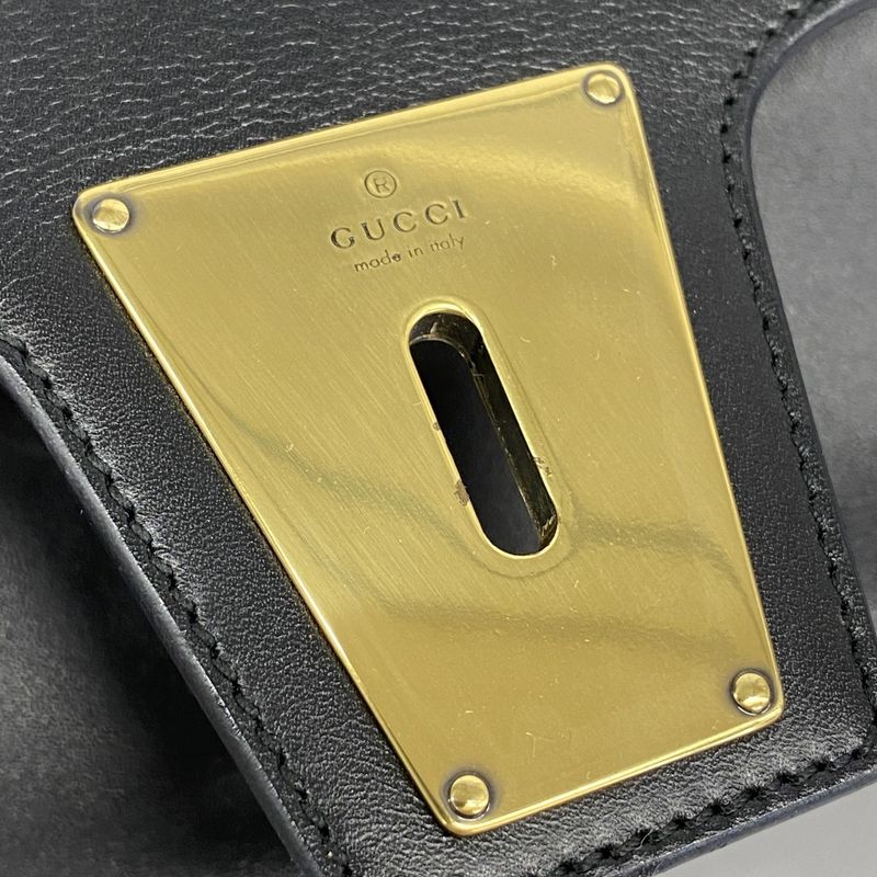 Gucci Shoulder Bag 90643 Leather Black Gold Hardware Women