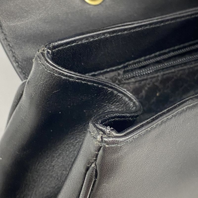 Gucci Shoulder Bag 90643 Leather Black Gold Hardware Women