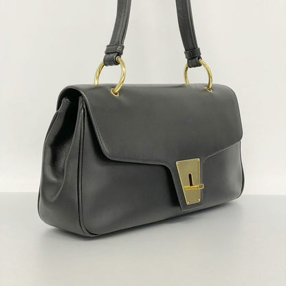 Gucci Shoulder Bag 90643 Leather Black Gold Hardware Women