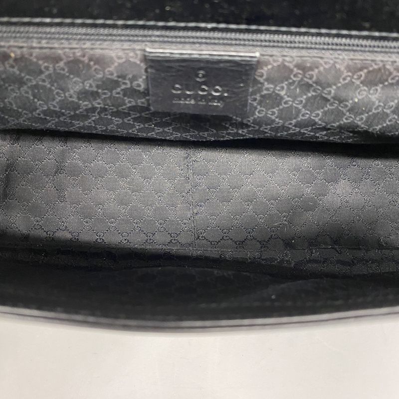 Gucci Shoulder Bag 90643 Leather Black Gold Hardware Women