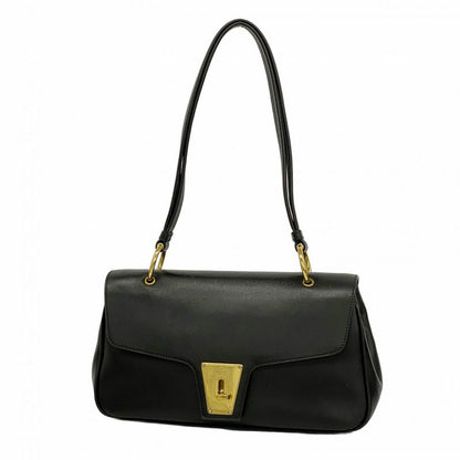 Gucci Shoulder Bag 90643 Leather Black Gold Hardware Women