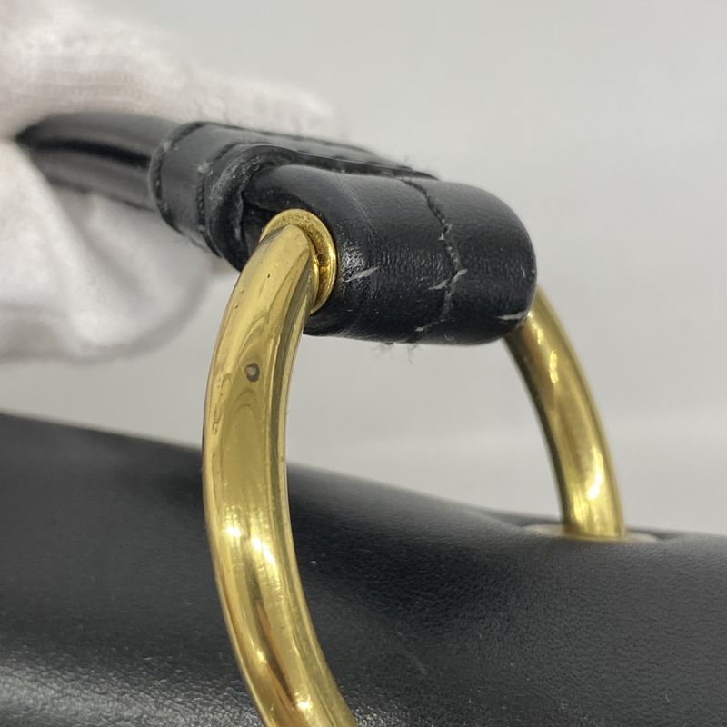 Gucci Shoulder Bag 90643 Leather Black Gold Hardware Women