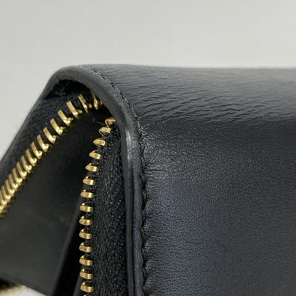 Gucci Long Wallet GG Marmont 435819 Leather Black Gold Hardware Women