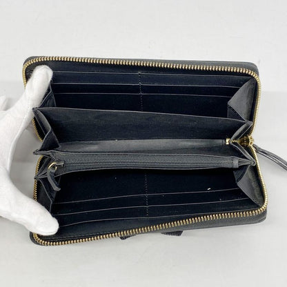 Gucci Long Wallet GG Marmont 435819 Leather Black Gold Hardware Women