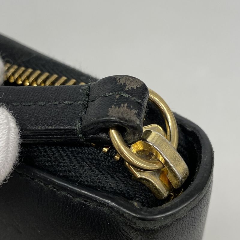 Gucci Long Wallet GG Marmont 435819 Leather Black Gold Hardware Women