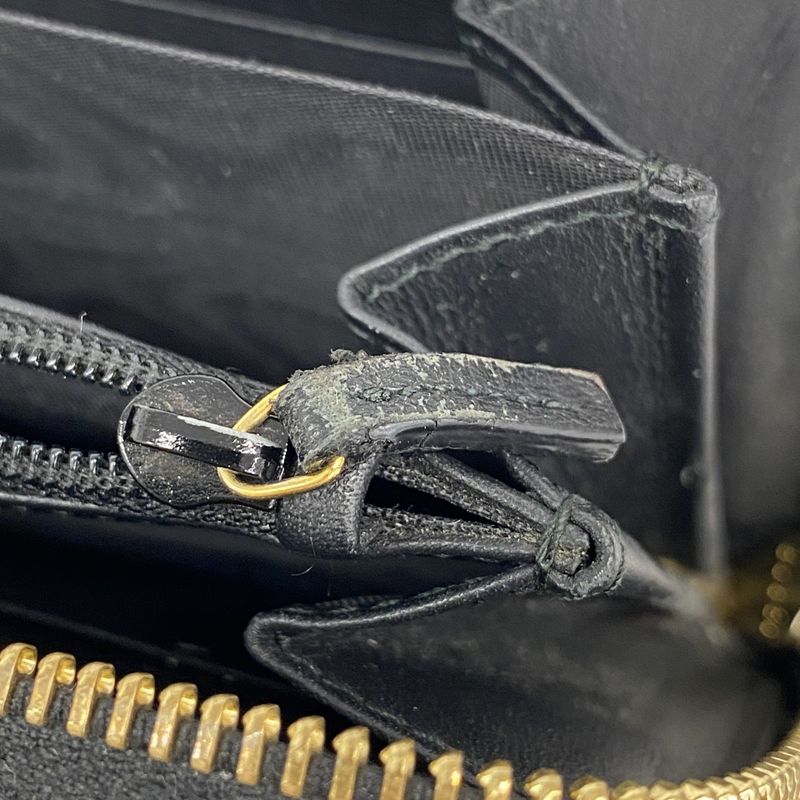 Gucci Long Wallet GG Marmont 435819 Leather Black Gold Hardware Women