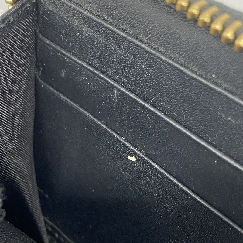 Gucci Long Wallet GG Marmont 435819 Leather Black Gold Hardware Women