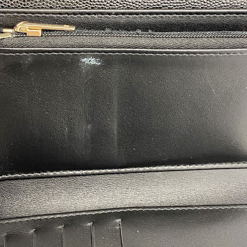 Chanel Trifold Wallet Matelasse Caviar Skin Black Chien Pan Gold Hardware Women