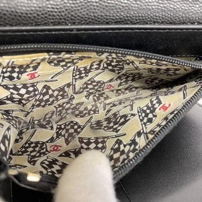 Chanel Trifold Wallet Matelasse Caviar Skin Black Chien Pan Gold Hardware Women