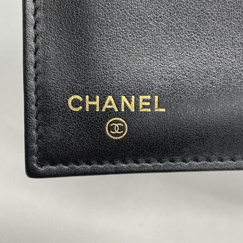 Chanel Trifold Wallet Matelasse Caviar Skin Black Chien Pan Gold Hardware Women