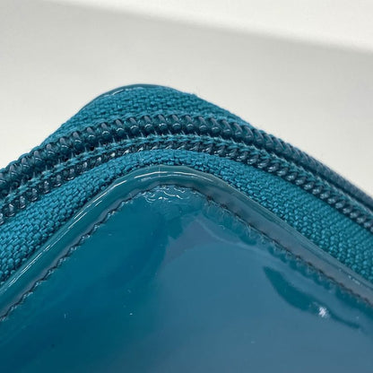 Chanel Long Wallet Patent Leather Blue Silver Hardware Women